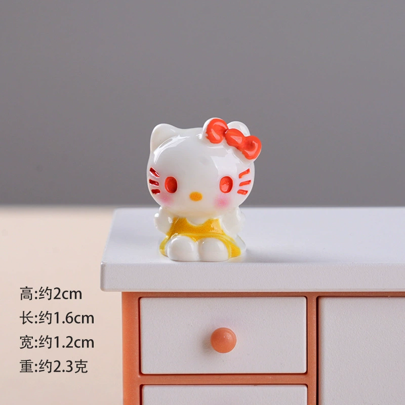 Брелок (Hello Kitty) сидящая Китти из смолы, аксессуар для рукоделия, 1,6×1,2×2 см, лёгкий