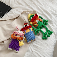 ins網紅手工DIY針織手機包小包包女新款搞怪可愛香腸嘴軟妹斜挎包