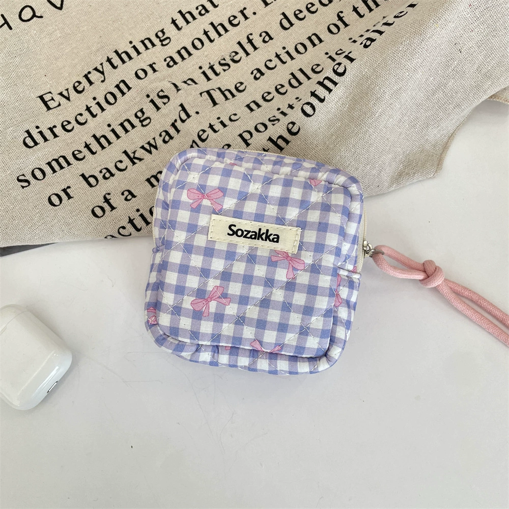 Стеганый маленький кошелек/косметичка/ключница (Sozakka) — компактный 9.5×5×9.5 см