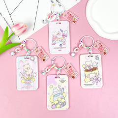 International trade cute girl cartoon card case pink rabbit game card protector acrylic charm anti-lost