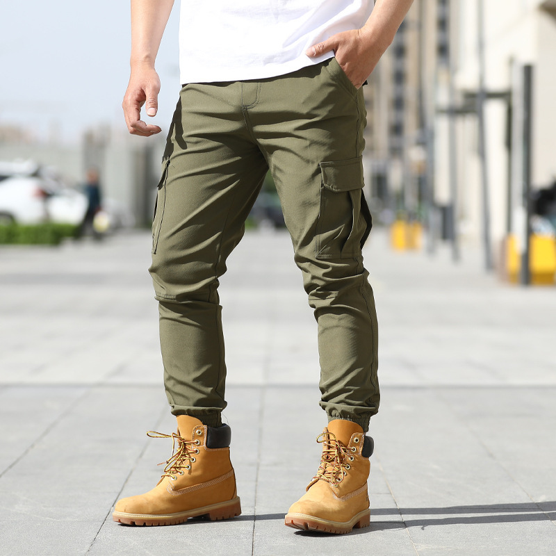 Spring and Summer Men's Multi-Pocket Cargo Pants Military Pants Casual Long Pants Sports Outdoor Men's Multi-Pocket Work Pants Slightly Elastic