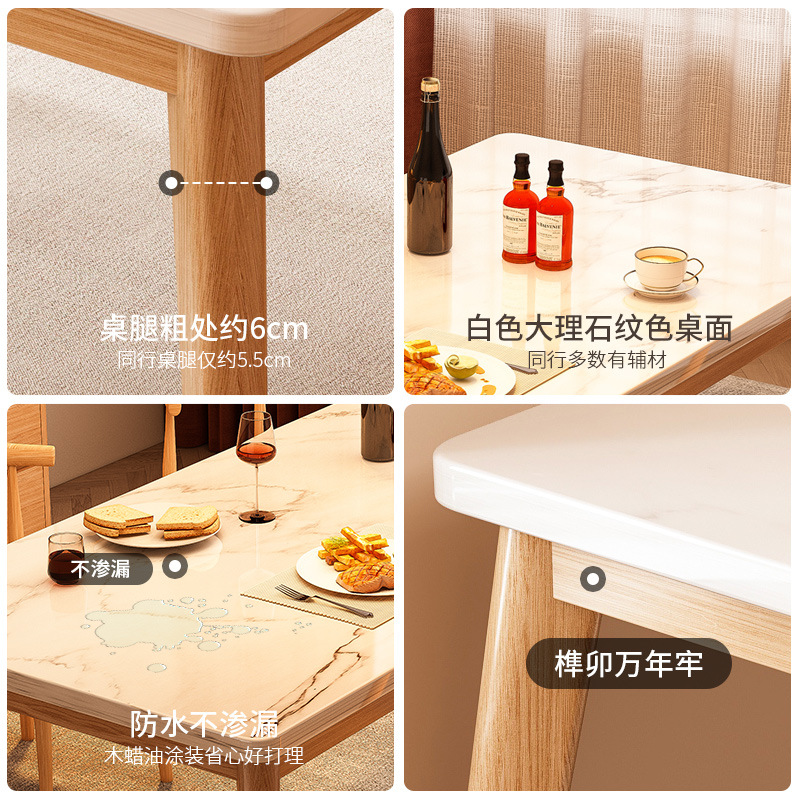 Mesa de comedor de piernas de madera sólida, mesa de comedor de alquiler rectangular doméstica, combinación de mesa de comedor comercial simple nórdica image 5