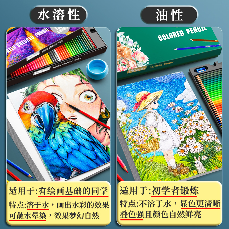 Color plomo profesional 200 color pintura especial aceitosa soluble en agua color lápiz estudiante de la escuela primaria 72 color arte para colorear
