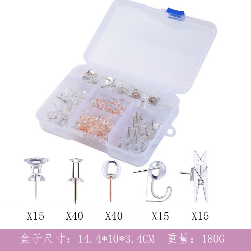 Combinación de clip de chincheta creativo multifuncional de color transparente de Rockfield Juego de tachuelas de foto de mapa de tablero de corcho