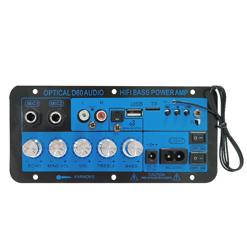 Manufacturer's Cross-Border Digital Bluetooth Three-Purpose Vehicle-Mounted with Reverberation Can Be Connected to Dual Microphone High-Definition Fiber Optic Input Amplifier Board