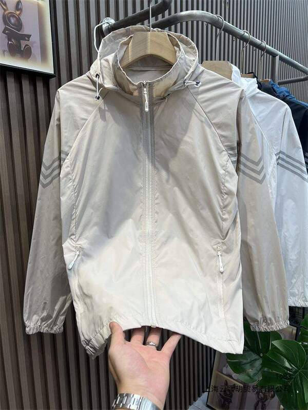 Summer Ice Silk Thin Sun Protection Clothing for Men, Breathable Skin Jacket, Men's Fishing Sun Protection Jacket, Outdoor Cardigan Jacket