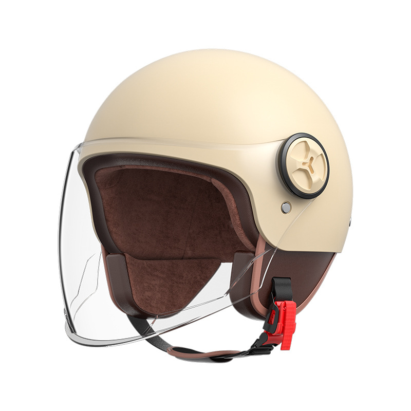 Casco de coche eléctrico hombres y mujeres 3C certificado invierno medio casco caliente Four Seasons universal retro batería casco de la motocicleta