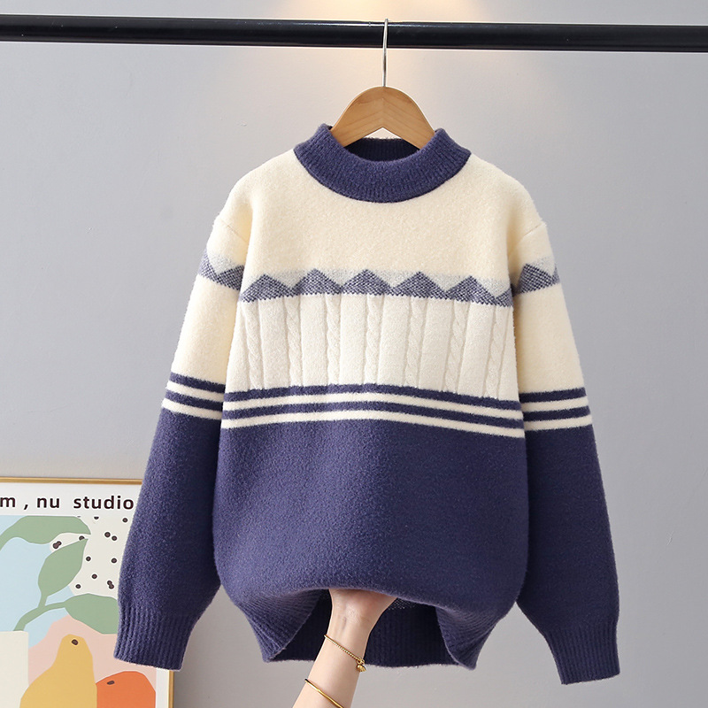 Velvet winter children's woolen keep warm sweater for boys
