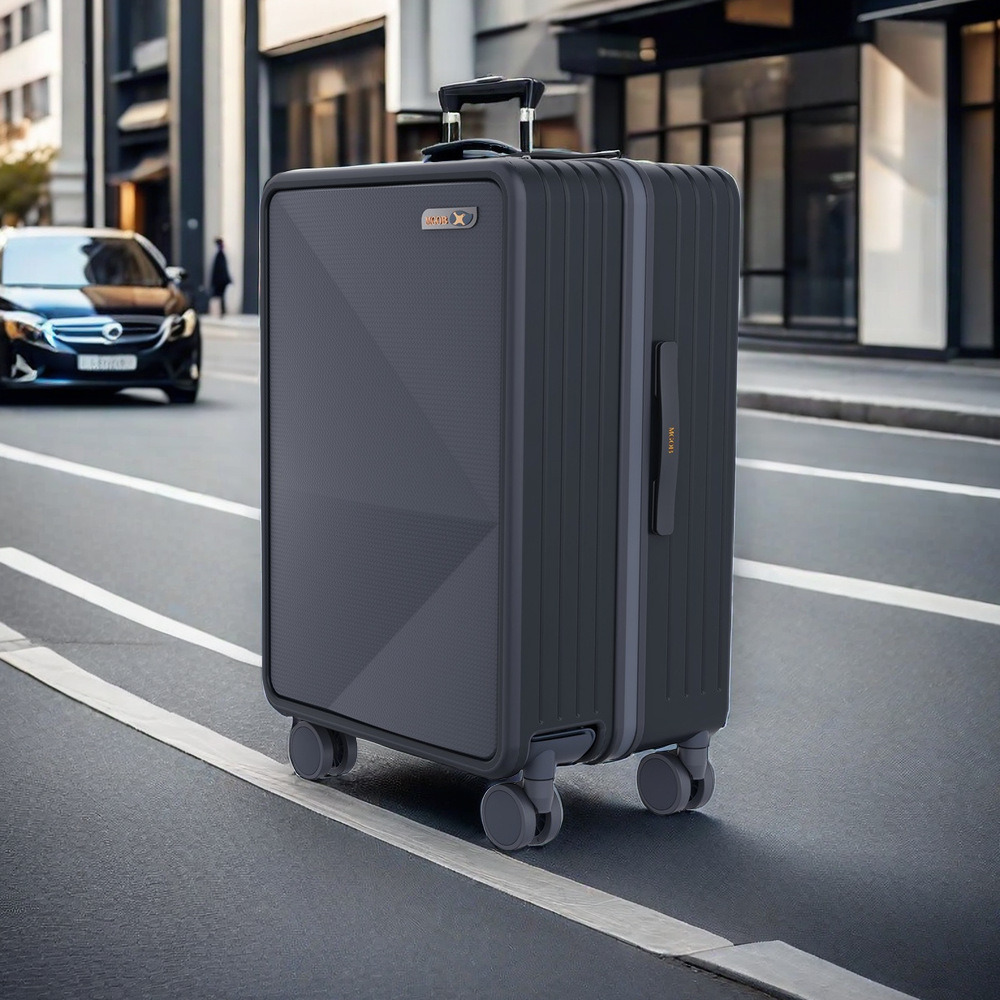 Vali nhựa PC size cabin 20 inch chống va đập, khóa số TSA, xách tay máy bay — Màu đen