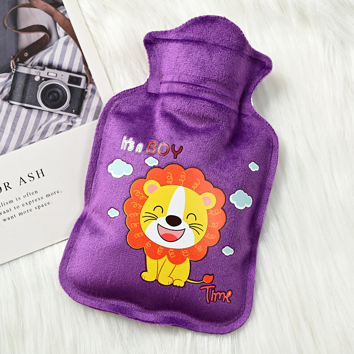 New Short Plush Hot Water Injection Bag Small Hot-water Bag Portable Warm Belly Mini Plush Warm Handbags Heating Pad display picture 13