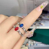 Versa новое поступление с покрытием из искусственного сапфира S925 серебряное Открытое кольцо женское позолоченное нишевое циркониевое яркое модное кольцо