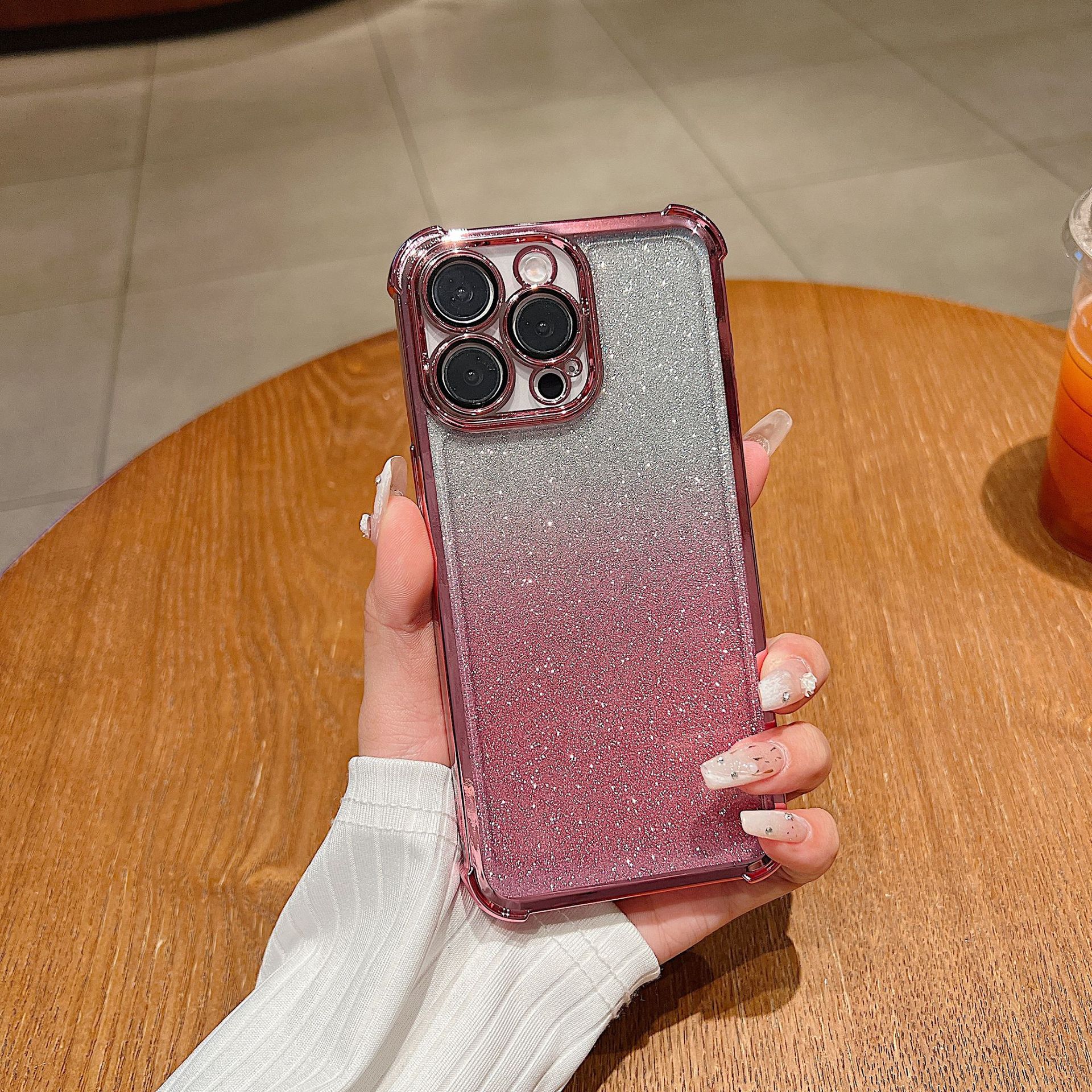 Glitter Protective Phone Case For Iphone With Transparent Lens Film_voghion.com