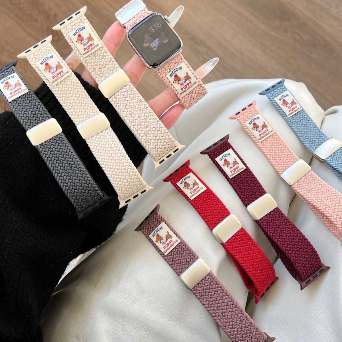Puppy Elastic Woven Nylon Strap Is Suitable for Apple Iwatch11 Generation 10/987Ultrase