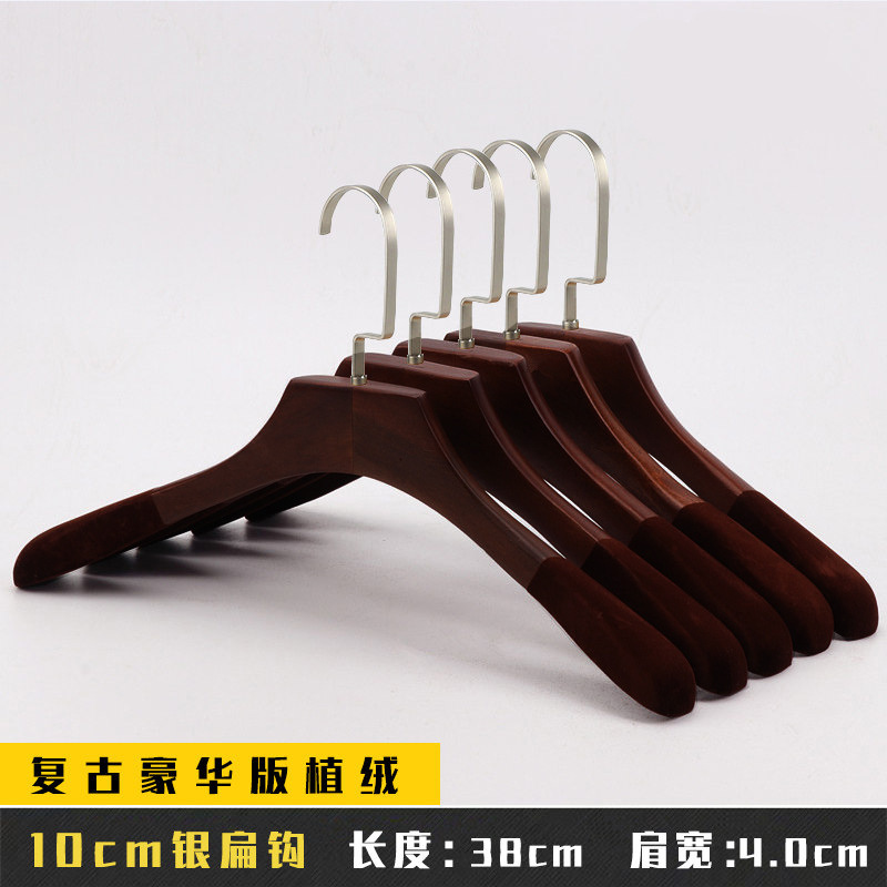 Perchas de madera maciza vintage, perchas para pantalones, especiales para tiendas de ropa infantil y masculina, perchas de madera flocadas antideslizantes al por mayor image 31