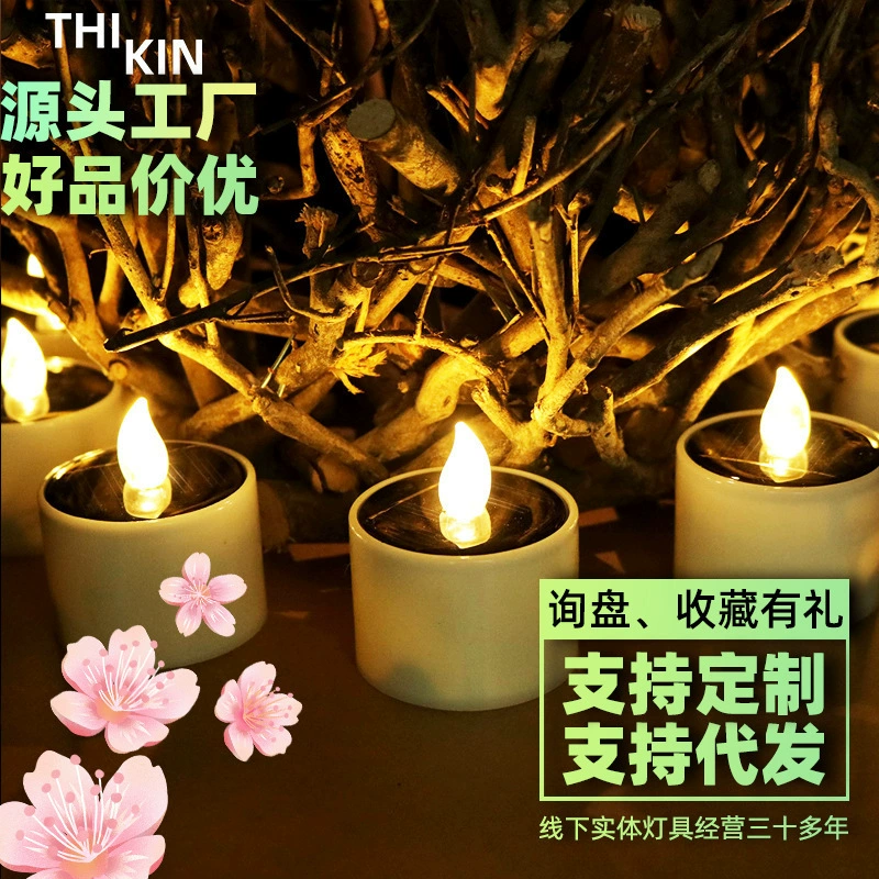 Трансграничная солнечная светодиодная электронная чайная свеча для кемпинга атмосфера украшения свадебный рождественский дом украшения свечи свет