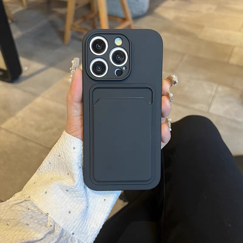 Solid Color Card Holder Liquid Silicone Suitable for Iphone17 Mobile Phone Case Skin-Feel Simple Card Apple 16 Anti-Fall Soft Case Solid Color Card Holder Liquid Silicone Suitable for Iphone17 Mobile Phone Case Skin-Feel Simple Card Apple 16 Anti-Fall Soft Case
