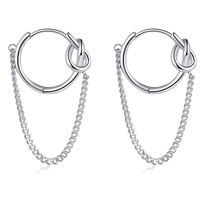 La industria pesada brillante anudada oreja hebilla pendientes cadena femenina red ins rojo hipster anillo de oreja