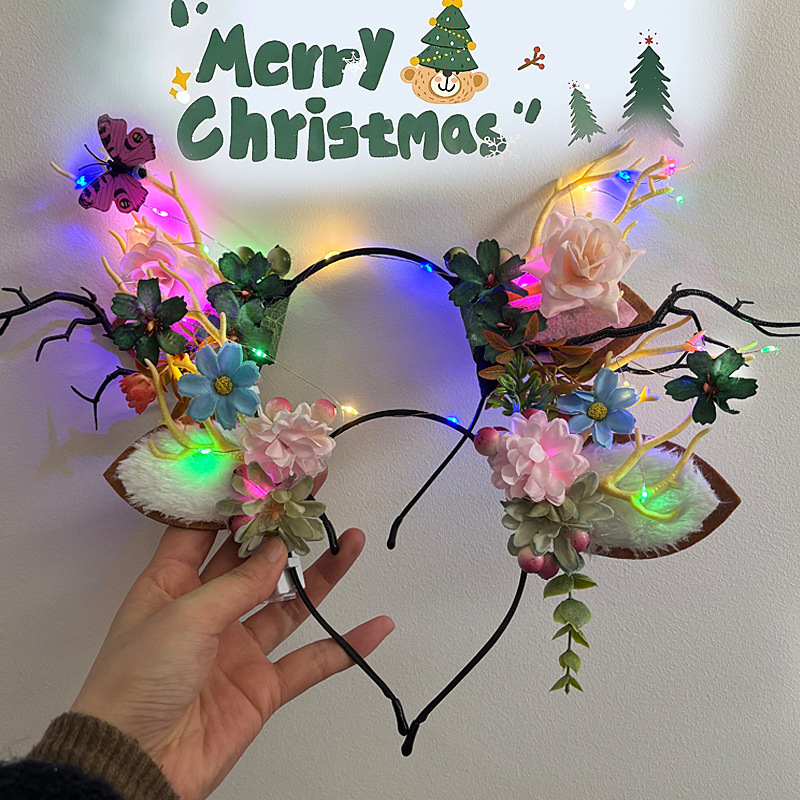 Nuevos sombreros luminosos para mujer, accesorios de ambiente de concierto de viaje, diademas de astas, diademas brillantes, orejas de conejo para niños