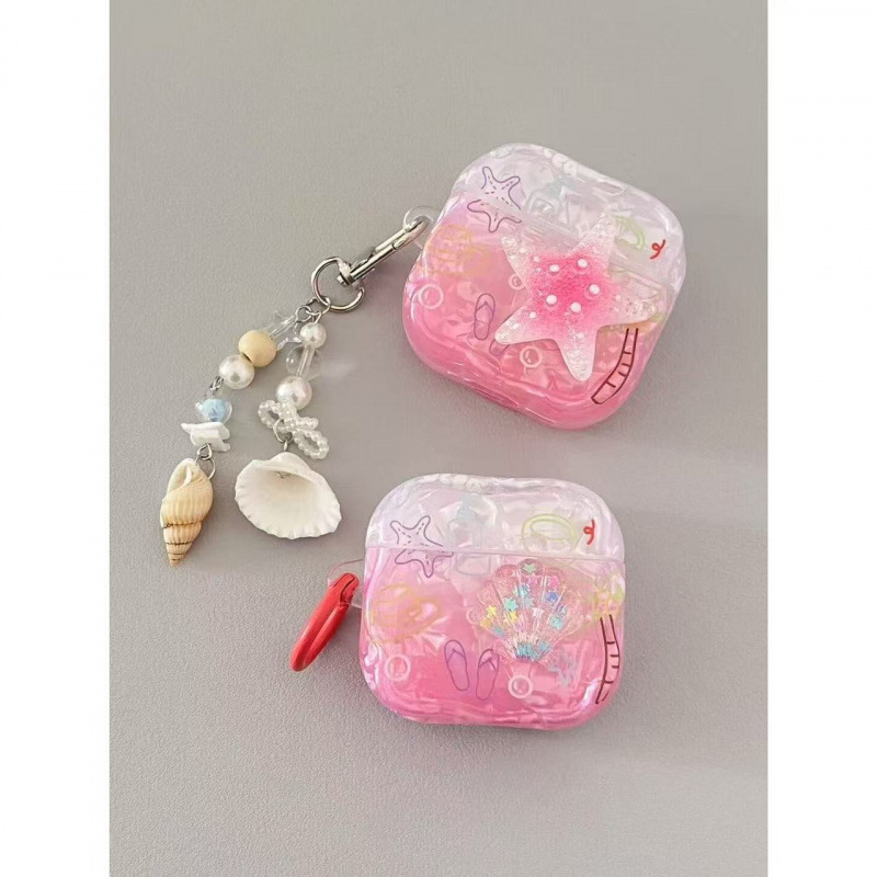 Inswind Cute Pink Starfish Shell Case para AirPods 1 / 2 / 3 / 4 / pro / pro2 Case