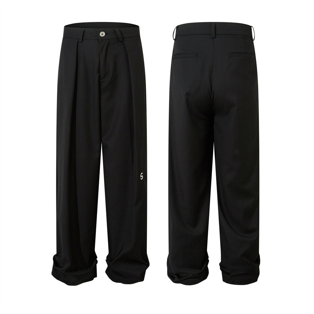 Men's Clothing Casual Suit Set Trendy High Street Single Breasted Two Button Suit Jacket Loose Pleated Wide Leg Suit Pants_voghion.com