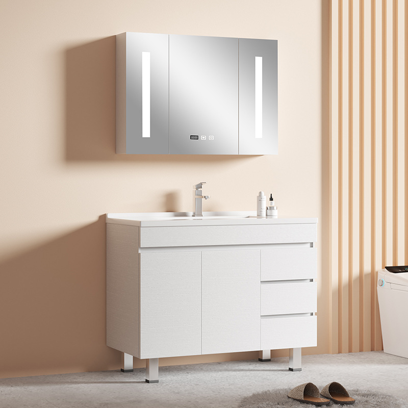Nórdico inteligente piso gabinete de baño inodoro simple baño de madera sólida lavado cara lavado mano lavabo lavabo gabinete combinación