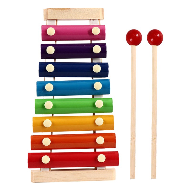 Piano de ocho tonos de madera para niños, gusano retorcido, cuentas pequeñas, cuatro juegos de bloques de construcción de tablero de columna, juguetes educativos de educación temprana para bebés al por mayor