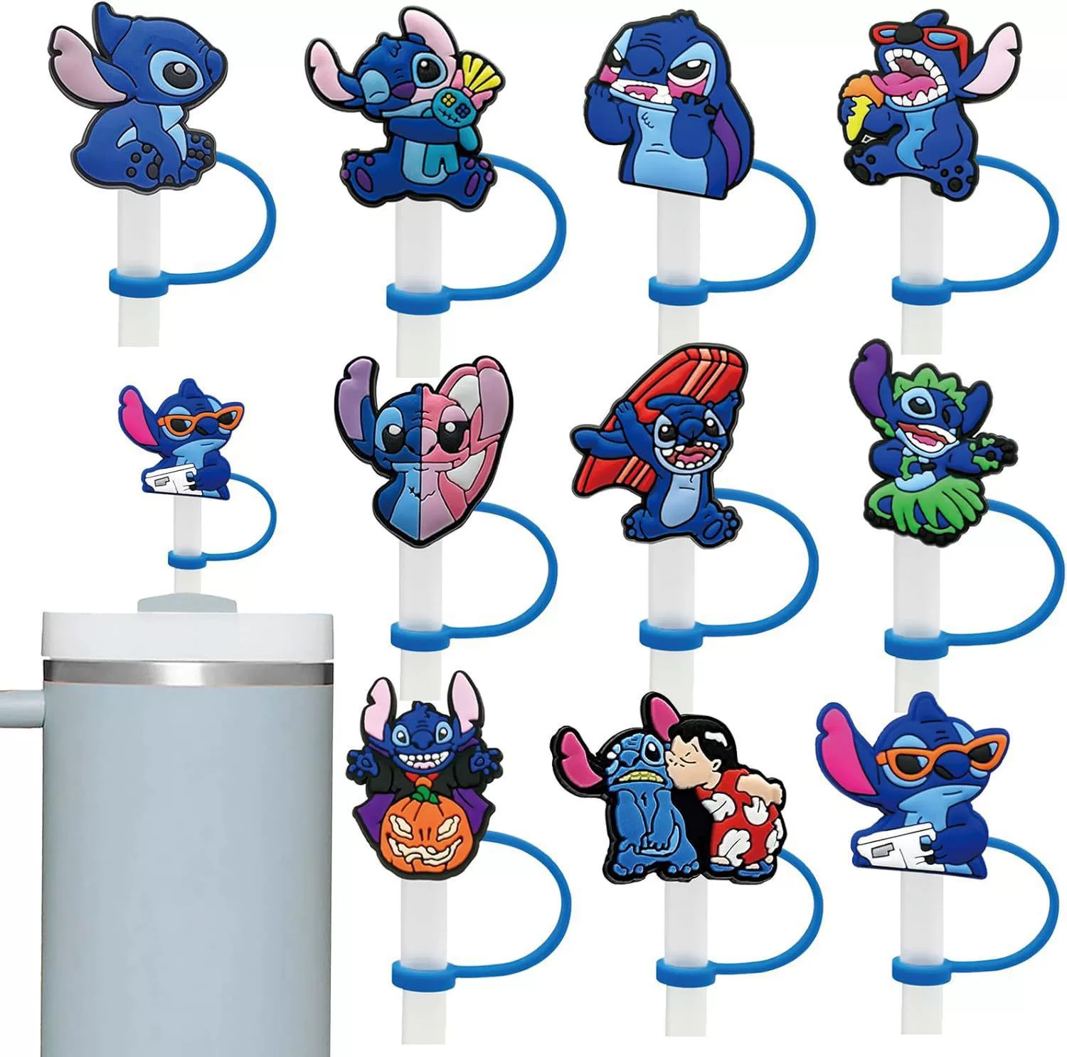 Чехол для соломинки с мультяшным персонажем, мягкий резиновый колпачок для соломинки, силиконовая пылезащитная заглушка, милый аниме-чехол для соломинки, декоративный аксессуар