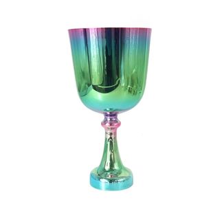 Silver Plated Fresh Green Crystal Singing Bowl Portable Handheld Holy Grail Yoga Tone Therapy Percussion Folk Musical Instrument Crystal Bowl