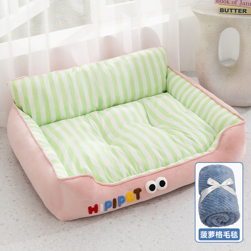 Primavera y verano perros rayas frescas y lindas, ojos grandes, espalda para gatos, sofá para gatos, cuatro estaciones para gatos, mascotas.