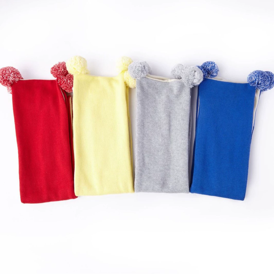 Осенний и зимний детский бархатный шарф Зимний хлопковый вязаный шарф Детский милый шерстяной шарик нагрудник для мужчин и женщин теплый хлопковый шарф