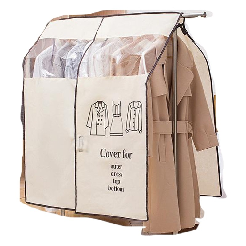 No tejido tridimensional colgando ropa cubierta de polvo piso percha capa traje bolsa de polvo casa simple cubierta de acabado