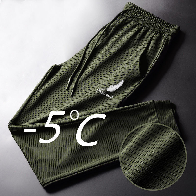 Youth mesh Ice Silk casual pants men's slim fit ankle-tied pants student sports pants youth large size quick-drying trousers Youth mesh Ice Silk casual pants men's slim fit ankle-tied pants student sports pants youth large size quick-drying trousers