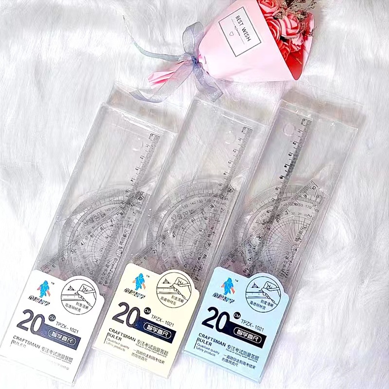 禮品中學生習繪圖套裝20cm尺子創意文具辦公學生文具三角板直尺量