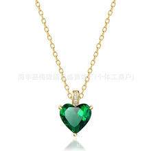 欧美跨境外贸s925纯银心形项链女十二生辰石亚马逊吊坠锁骨链