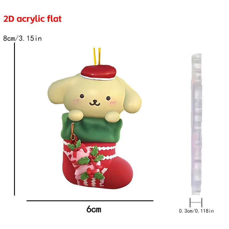 Transfronterizos nuevos adornos de Navidad Sanrio 2D colgantes planos acrílicos árbol de Navidad colgantes de decoración de atmósfera de vacaciones image 7