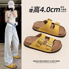 拖鞋女2025夏季新款厚底增高百搭凉鞋真皮舒适运动休闲鞋