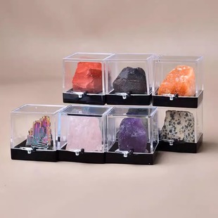 Natural Crystal Raw Stone Storage Box Ornaments Collection Raw Stone Ore Specimen Ornaments Kidsren's Popular Science Teaching Gifts