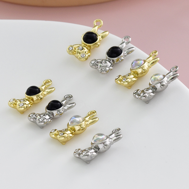 10 Pcs/package Cute Rabbit Astronaut Alloy Plating Inlay Pendant Jewelry Accessories display picture 3