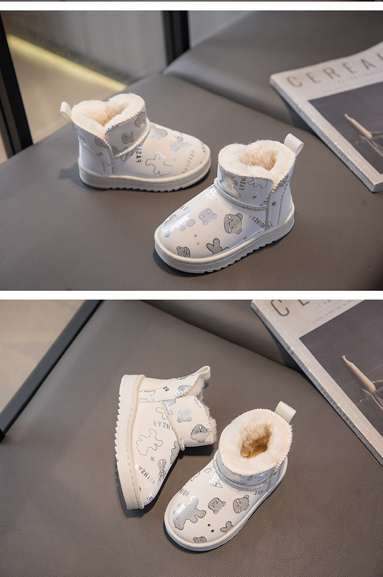 Scarpe di cotone per ragazze 2023 nuovi stivali invernali di cotone spesso e peluche per bambini Le suole morbide per ragazze tengono al caldo Scarpe di peluche per bambini_voghion.com