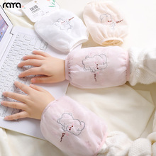 秋冬工作蕾丝袖套袖子防污冬天女士学生套袖羽绒服防脏袖筒短款