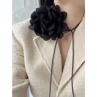 Встряхивая ретро французские модные цветы, Fa xioxiang Black Chocker Neckband, цепь шеи