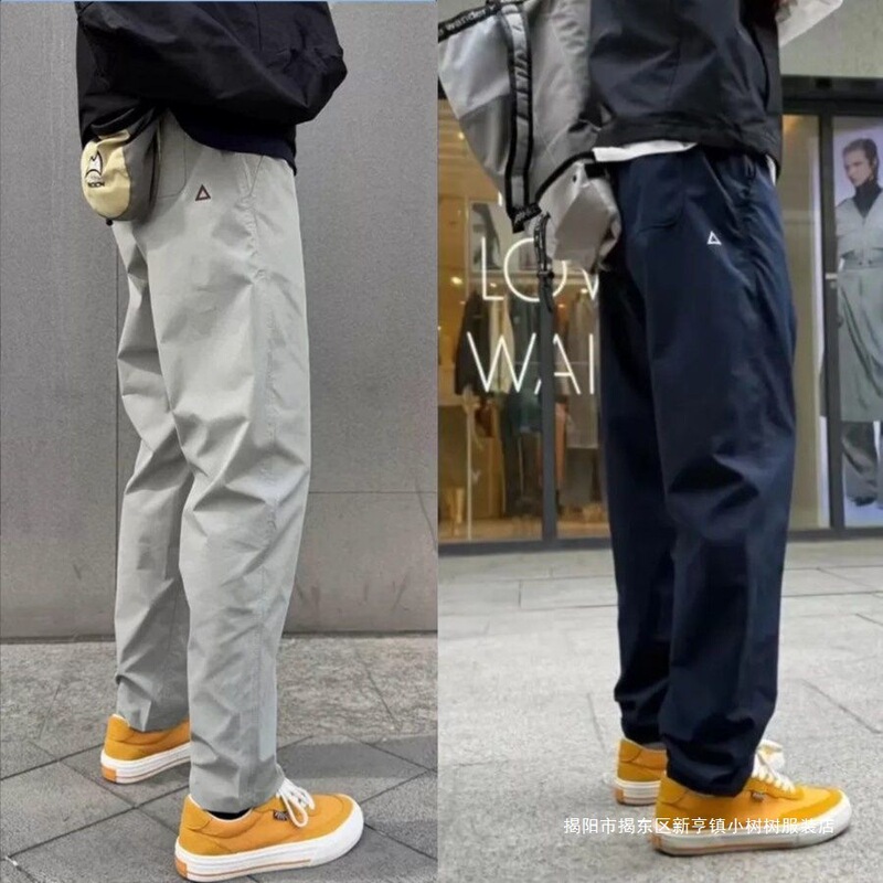 Summer and Autumn Functional Casual Pants Loose Tapered American Outdoor Triangle Logo Work Pants Unisex Light Sandstone