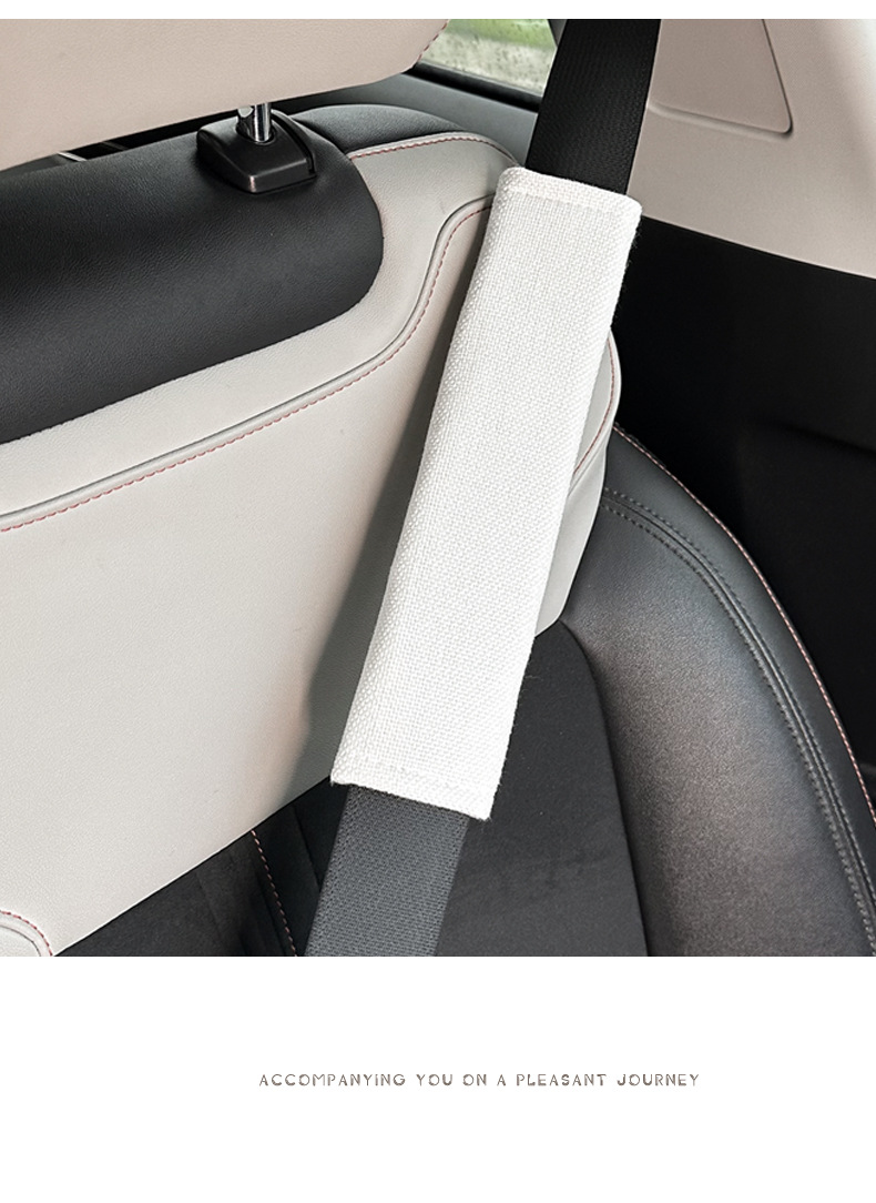 Cross-Border Car Seat Belt Shoulder Protector, Universal Cotton and Linen Car Seat Belt Protective Cover for All Seasons, Car Shoulder Protector