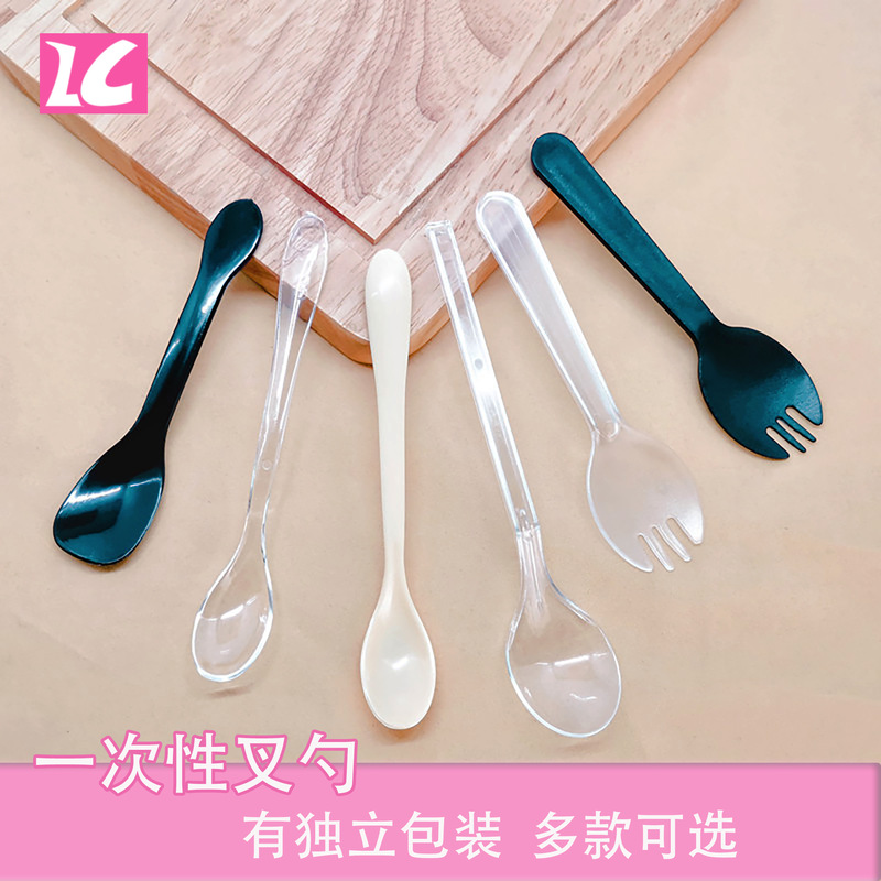 Plastic Disposable Spoon Jelly Gel Ice Cream Fruit Fork Spoon Thickened Mousse Cake Dessert Spoon Plastic Disposable Spoon Jelly Gel Ice Cream Fruit Fork Spoon Thickened Mousse Cake Dessert Spoon