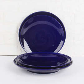 porcelain dark blue plate 13inch陶瓷大号盘子12寸牛排盘餐厅盘