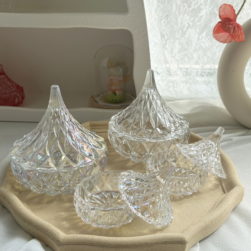 Foreign Trade Export European and American Diamond Drop-Shaped Glass Candy Jar Earrings Bracelet Hair Rope Hairpin Jewelry Storage Box
