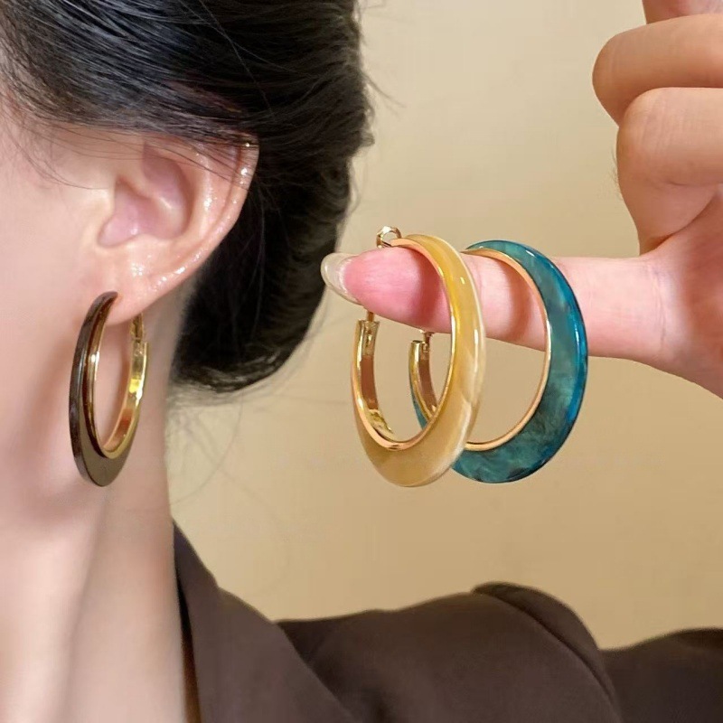 Maillard Retro Brown Large Hoop Earrings for Women Hong Kong Style 2025 New Hot Style High-End Elegant Earrings