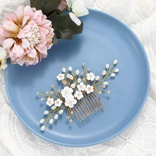 Аксессуар для волос для невесты, Ceramics Pearl ручной работы, европейский стиль