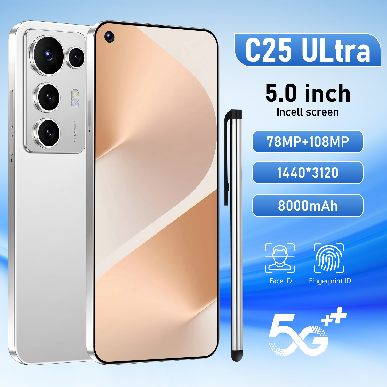 跨境手机C25Ultra全频段智能手机真4G网络6.6寸大屏工厂批发直发