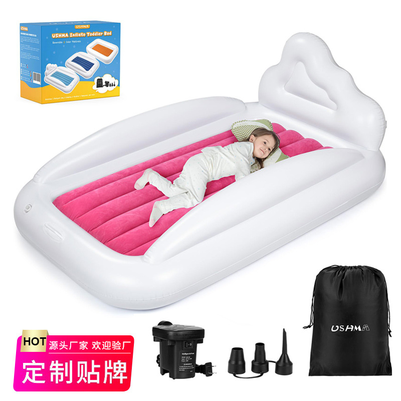 Amazon Cross-Border Pink Inflatable Toddler Inflatable Mattress Anti-Collision Barrier Children's Camping Travel Lightweight Easy-To-Retract Air Mattress